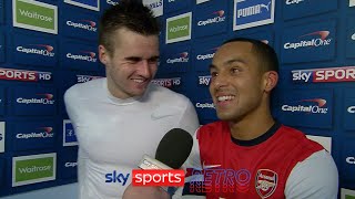 Theo Walcott & Carl Jenkinson after Arsenal came from 4-0 down to beat Reading 7-5