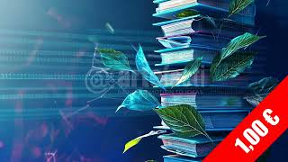 Floating Books & Green Leaves — HD Stock Footage (1920x1080)