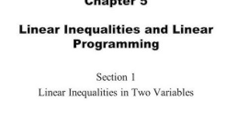 FSc II Linear Inequalities and Linear Programming Part 1