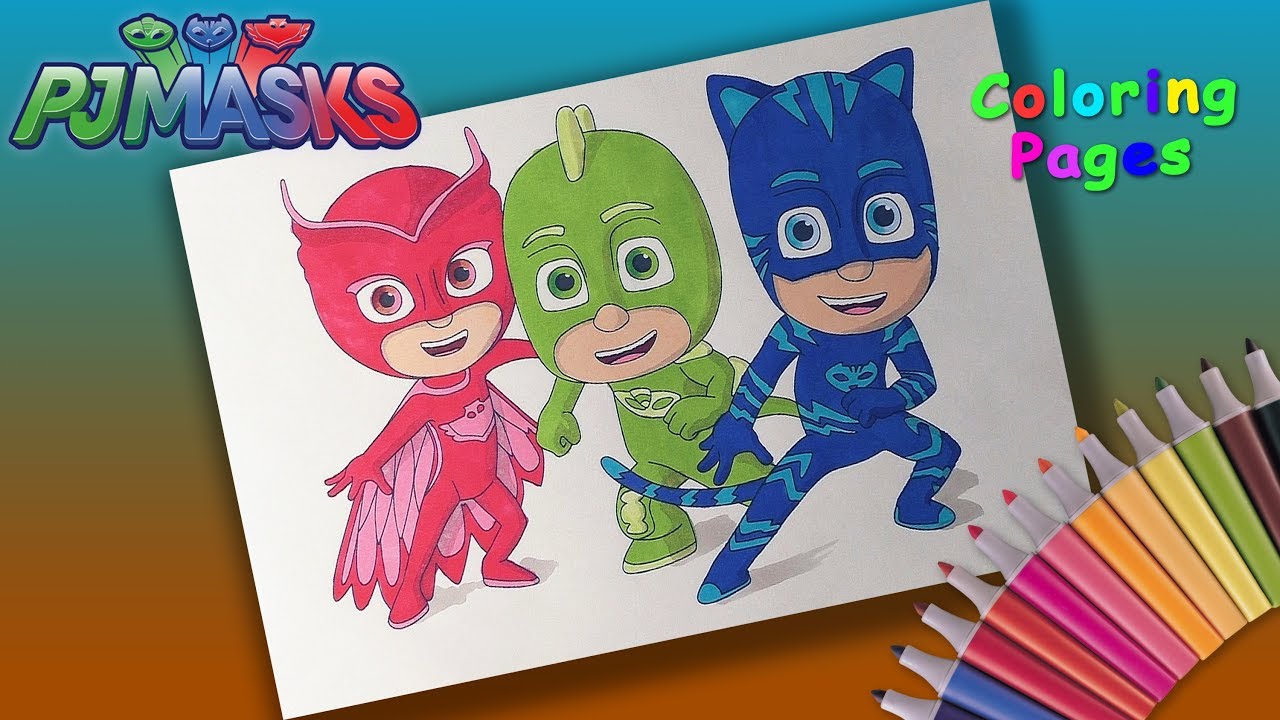 Download PJ Masks Coloring Book. Coloring Catboy Owlette and Gekko Coloring pages for kids - YouTube