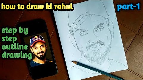 How to draw kl Rahul/ step by step/ outline drawing.