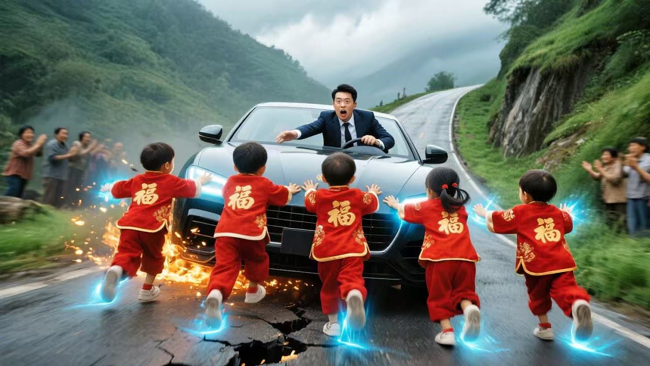 Cuando el auto del CEO iba a estrellarse, cinco gemelos mágicos lo salvaron… ¡Era su papá perdido!