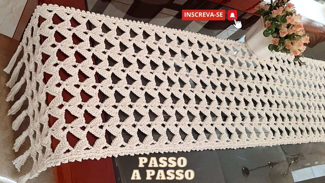 SUCESSO DE VENDAS TRILHO DE MESA EM CROCHÊ COM TASSEL/CAMINHO DE MESA-LINDO FÁCIL #semprecirculo