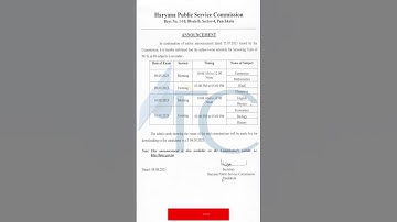 Subject wise schedule for Screening Test for PGT Haryana