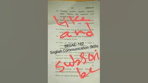 BEGAE-182 English Communication Skills Question Paper