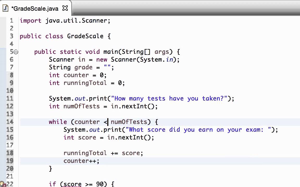 GradingScale - input, loop and an if statement in Java - YouTube