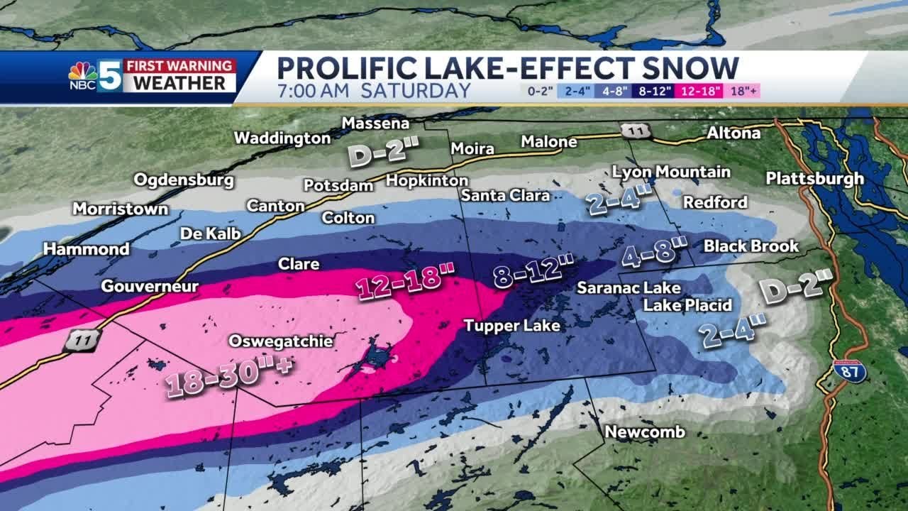 Prolific lake effect snow to impact northern New York - YouTube