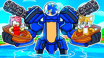 Using an OVERPOWERED SONIC MECH in Roblox Build a Boat…