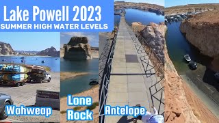 High Lake Powell Water Level  July 2023 Ramps and Marinas (Wahweap, Antelope Point, & Lone Rock)