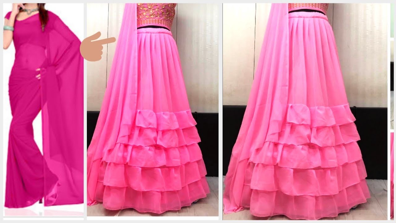 How to Make 6 Frill lehenga/skirt with Can Can in 10 minutes Reuse