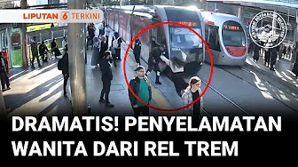 Petugas Keamanan Selamatkan Wanita yang Hampir Ditabrak Trem di Turki | Liputan 6