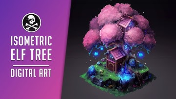 ISOMETRIC ELF TREE in Photoshop! Digital Drawing Process ● Sephiroth Art
