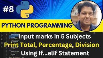 Python Tutorial || How to calculate total marks, percentage & division? || #pythontutorial