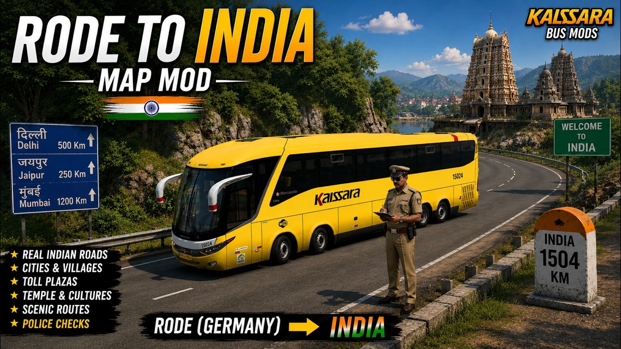 🚍 ROAD TO INDIA MAP MOD ETS2 1.59 🇮🇳 | Indian Police Checking 🚔 | Real ...