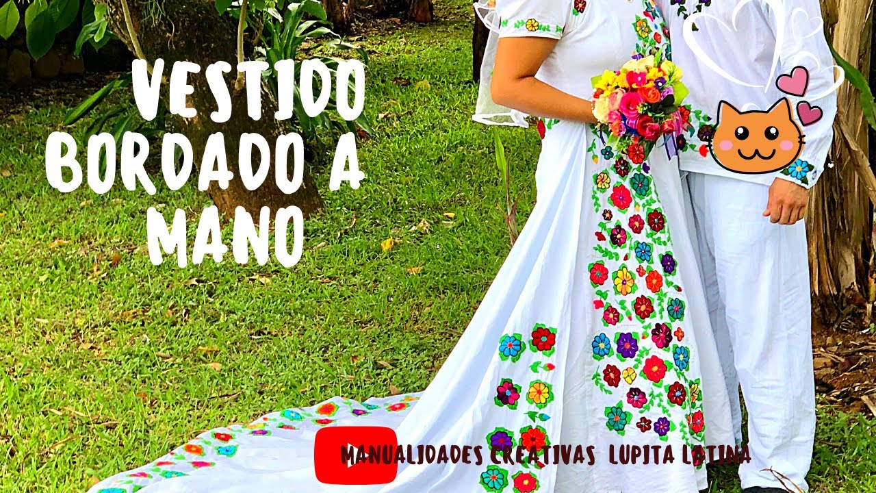 hambruna La selva amazónica abortar DIY Vestido Novia manta bordado a mano hand embroidered wedding dress -  YouTube