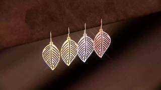 VicenzaGold Diamond Cut Leaf Dangle Earrings 14K Gold with Jennifer Coffey