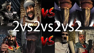 WOLF SULTAN VS 2 WAZIR VS SALADIN CALIPH VS FREDERICK LIONHEART |aggressive Ai|  Stronghold Crusader