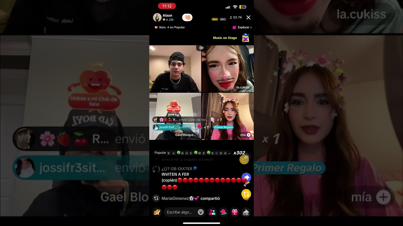 Live de Alan Arrieta, Gael Bloqueado, La Cukiss y La Fer.