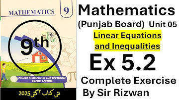 25. Ex 5.2 | Complete Exercise | 2025-2026 New Book l Math | Class 9th | Punjab Board