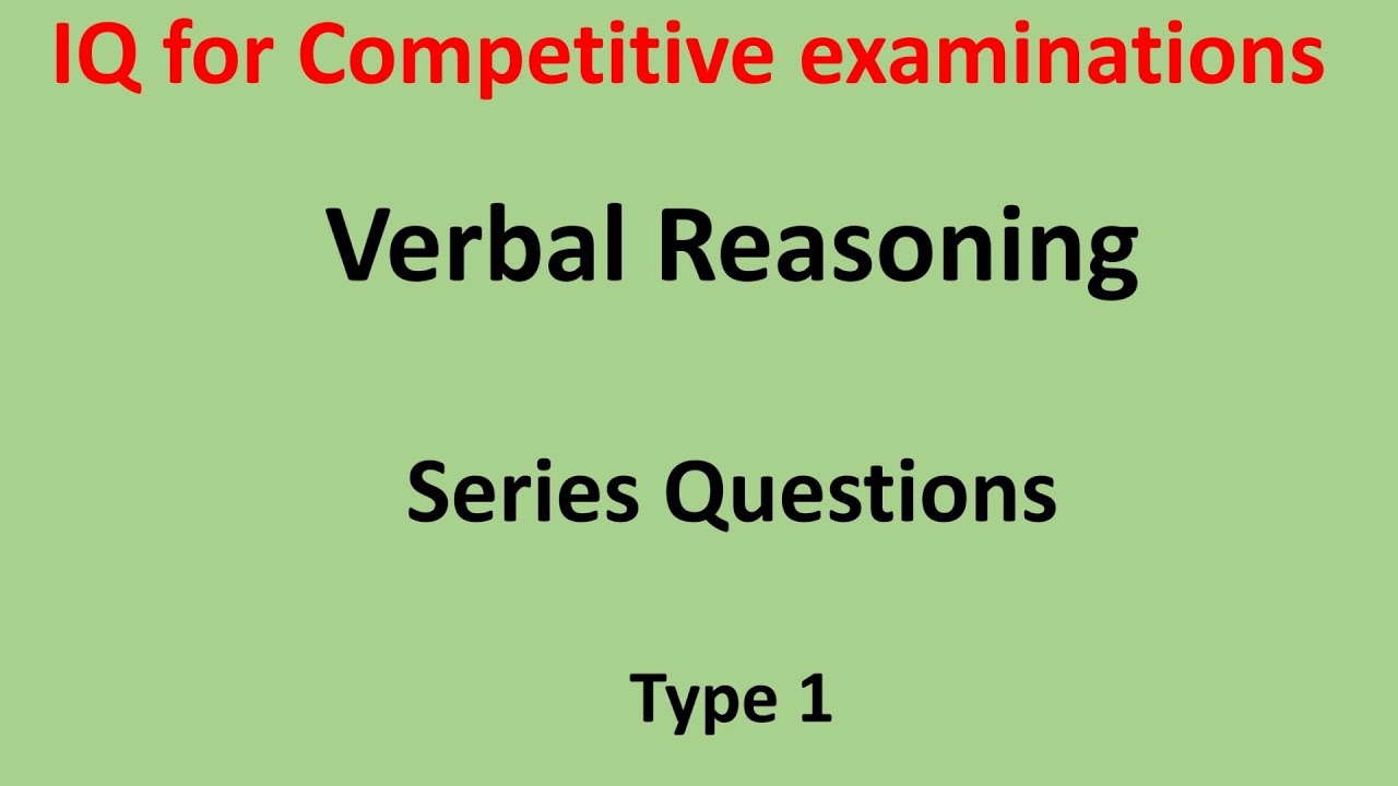 Very Very important Iq collection verbal reasoning Series Questions ...