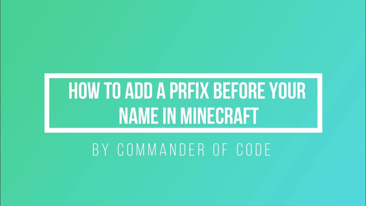 How To Add A Prefix Before Your Name (Minecraft Java) YouTube