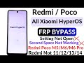 All - Xiaomi Hyperos Frp Bypass | Redmi Note 12/13/14 - Poco M5/M6/M6 Pro Frp Unlock Without PC 2025