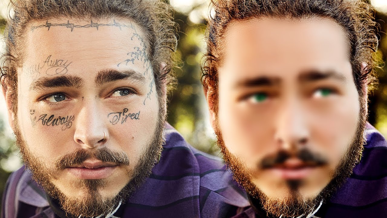 Photoshop Expert Removes Post Malones Long Hair And Face Tattoos  LADbible