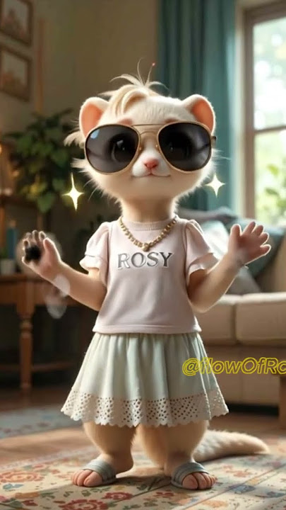 Too Bright Inside? Sunglasses Will Fix It… Right? 😎💡 #rosytheferret #cute #adoreble #funnyshorts