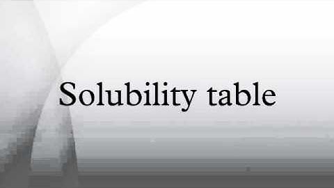 Solubility table