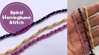 Spiral Herringbone Stitch (Twisted With Two Different Stitches) / Cobeads