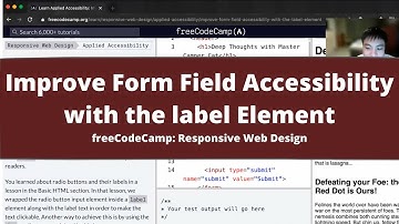 Improve Form Field Accessibility with the label Element (Applied Accessibility) freeCodeCamp