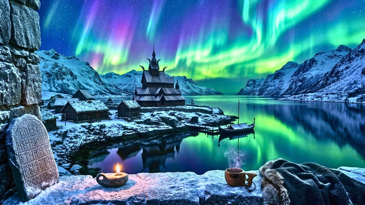 Aurora Over the Fjord | Medieval Music for Study, Focus & Relaxation
