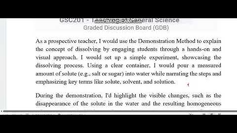 GDB Solution GSC201 - Teaching of General Science. Fall 2023