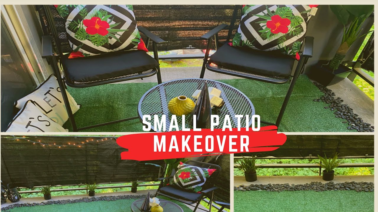 SMALL PATIO MAKEOVER / DECORATE WITH ME / CHEAP PATIO MAKEOVER - YouTube