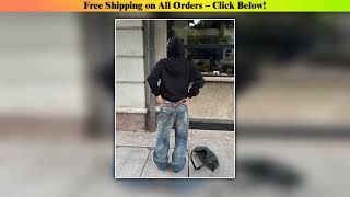 American High Street Retro Washed Street Old Broken Holes Scratched Loose Straight Mopping Jeans