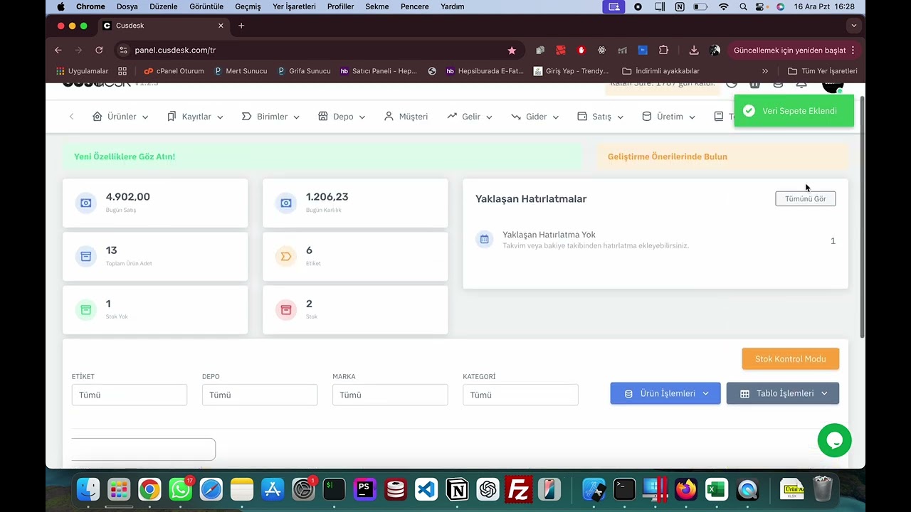 Ürün Depo Yönetimi| Stok Takip Yazılımı | Cusdesk