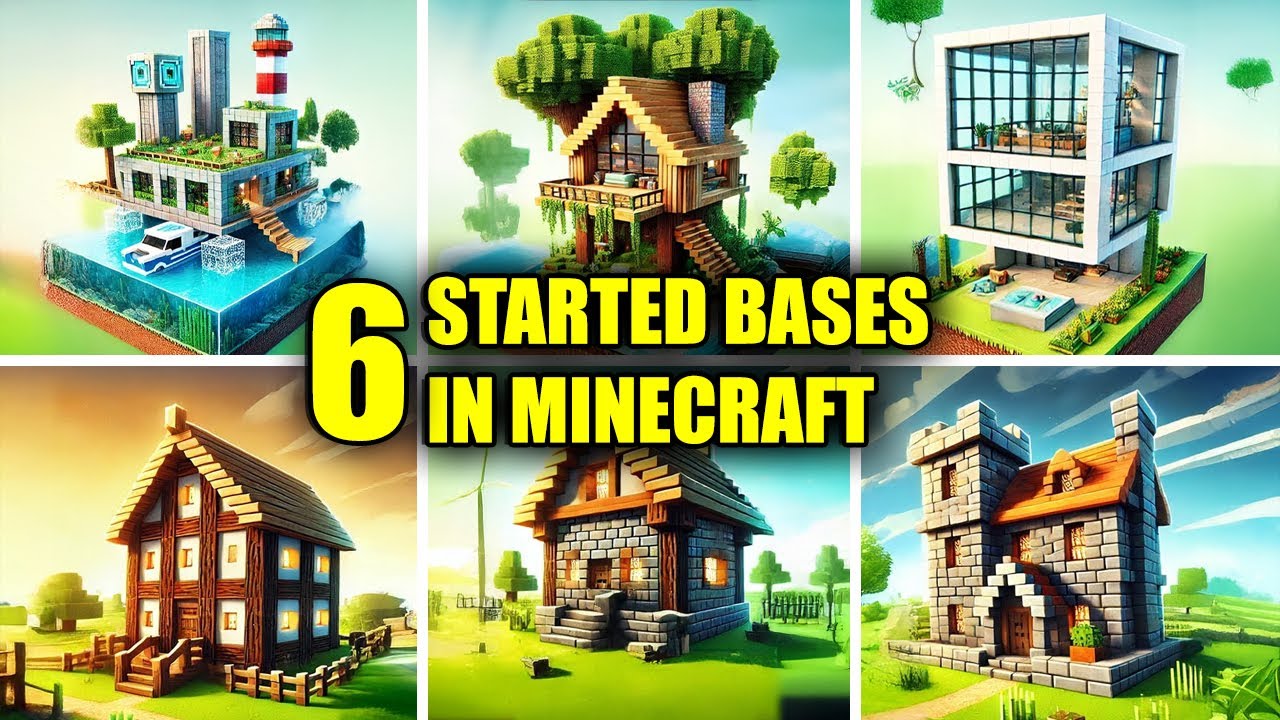 6 Simple Started Bases For Survival Minecraft - YouTube