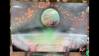 Amazing waterfall, electric solar system, and planet! NEONFX  Spray Paint Art