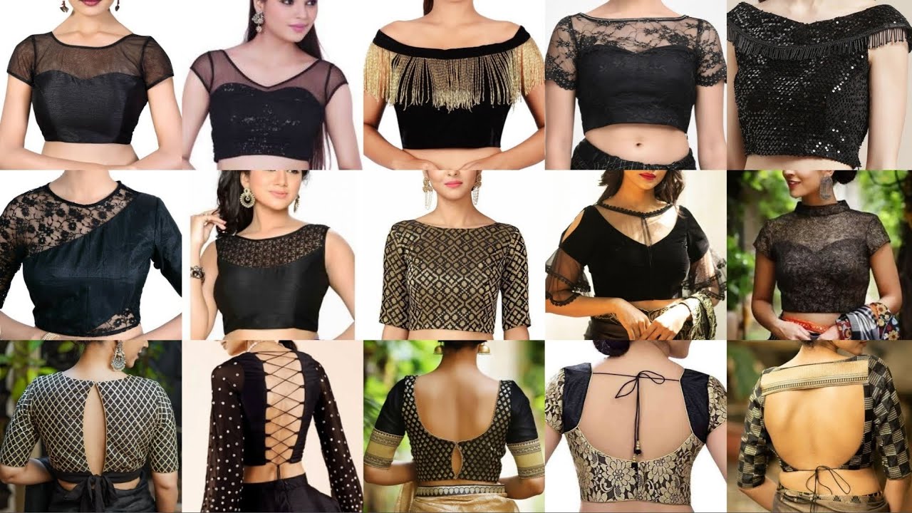 Trending blouse back neck design|Black net blouse designs latest ...