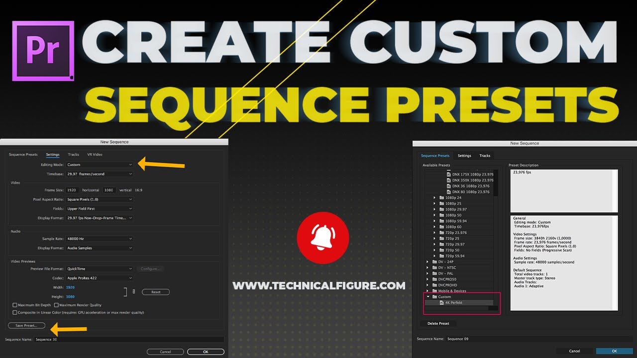 How to Create Custom Sequence Presets in Premiere Pro | Make a New ...