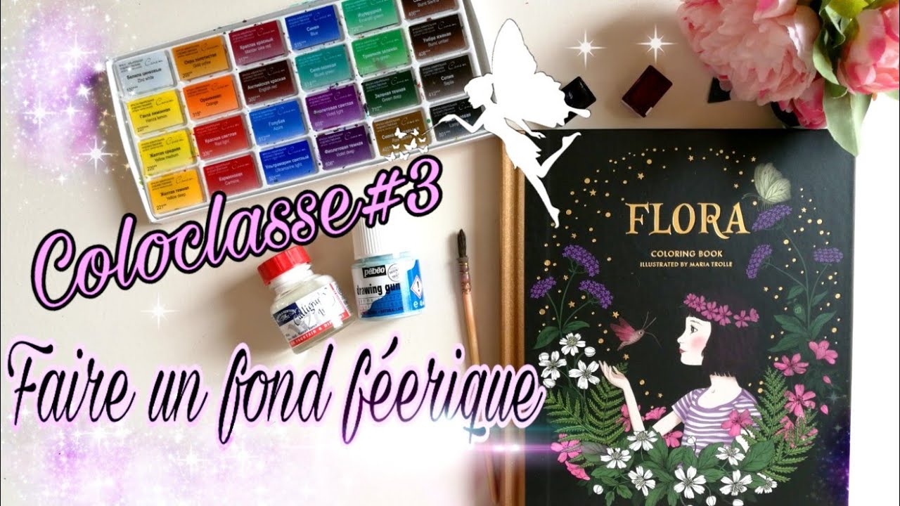 Fond féerique à l'aquarelle Sonnet. Coloclasse#3 septembre [Monde féerique] Coloriage adulte