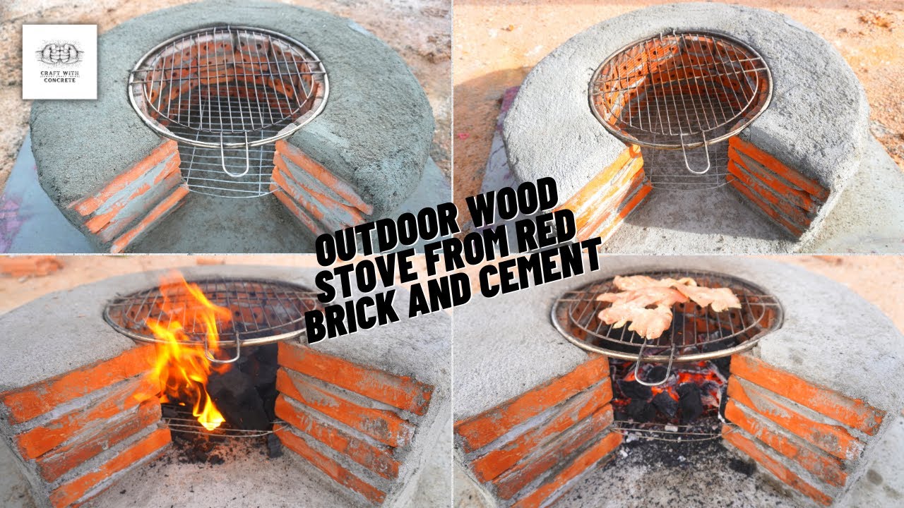 Outdoor Wood Stove from Red Brick and Cement SmokeFree Wood Stove