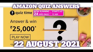 Amazon Quiz Answers Today|22 August 2021|Amazon Quiz Time Answers|Daily Quiz Time