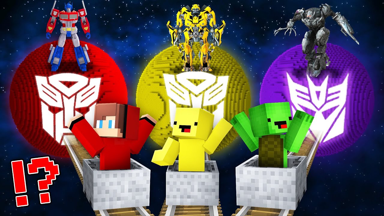 How JJ and Mikey and Banana Found Road To Bumblebee , Megatron , Optimus Prime Planets Minecraft