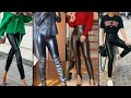 Gorgeous amazing leather pants dresses//girls favorite pant designing ideas