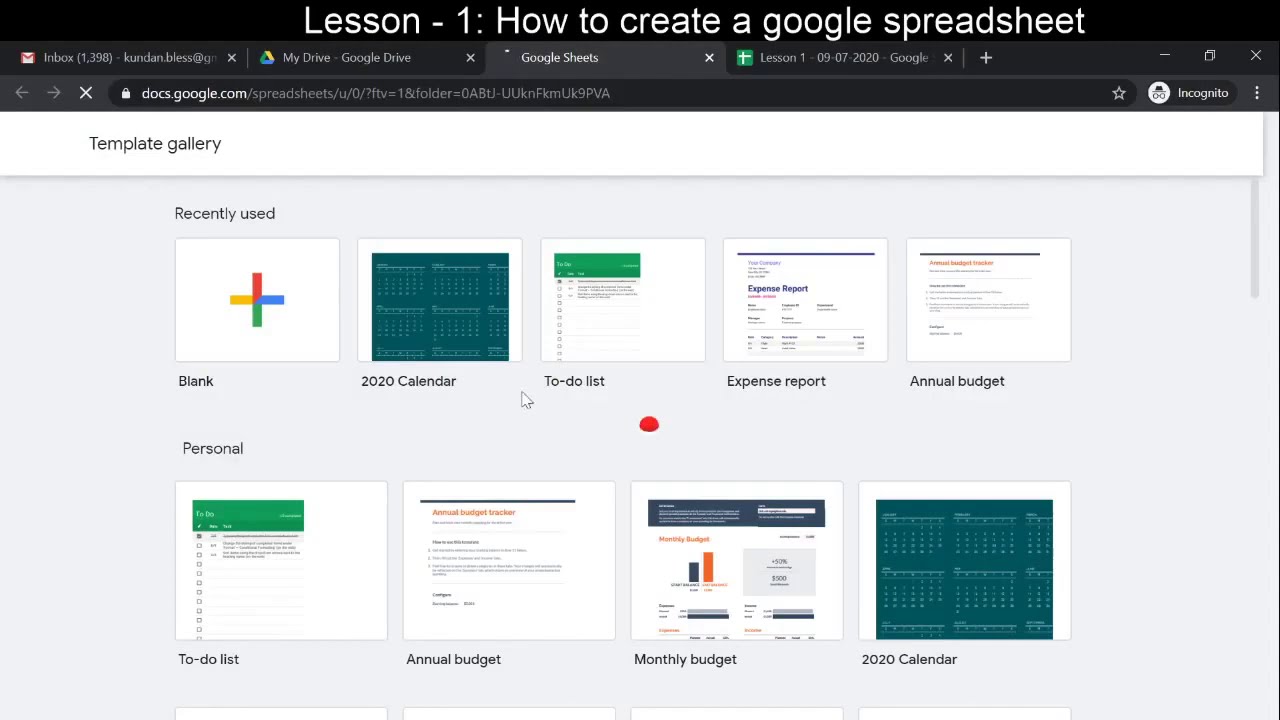 Lesson 1 How to create a google spreadsheetGoogle Spreadsheet