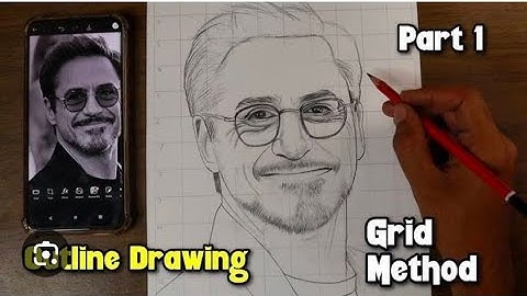 How to draw Tony stark with grid method// Part -1 outline tutorial step by step for beginners