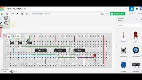 2:1 MUX circuit using tinkercad || simulation