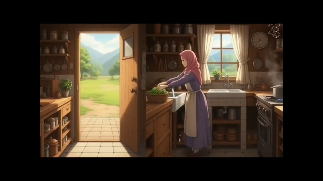 Ghibli Vibes🍁| Garden to Kitchen 🍁 | Hijabi Girl Cooking Fresh Greens.