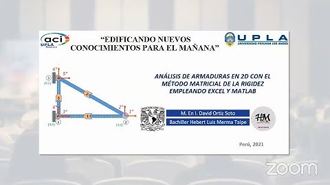 ACI UPLA | ANALISIS DE ARMADURAS EN 2D CON EL METODO MATRICIAL DE RIGIDEZ EMPLEANDO EXCEL Y MATLAB